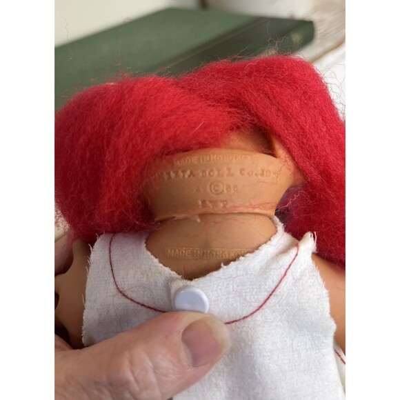 Vintage Uneeda Wishnik 6” Troll Dolls (2) Hong Kong 1966 Long Red Hair & Clothes - Picture 3 of 9